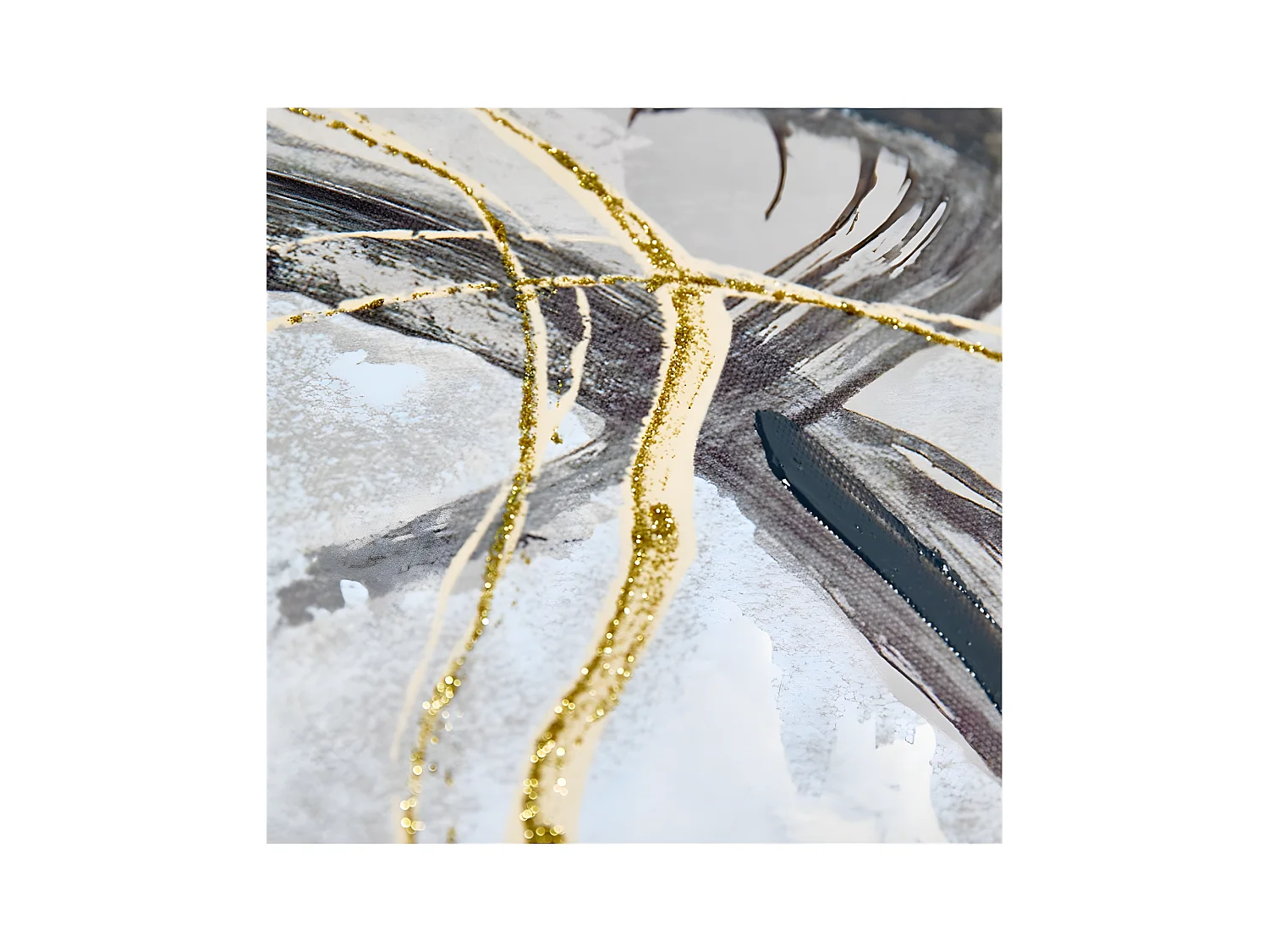 Juego de 2 cuadros 60*60*3.5 marco negro abstracto gris y negro paloma