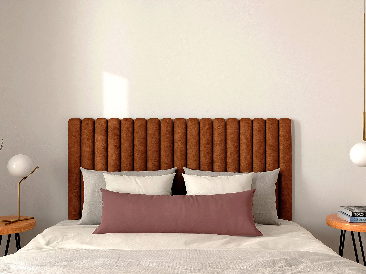 Tête de lit coutures verticales - 170 cm - Tissu - Terracotta - SARAH