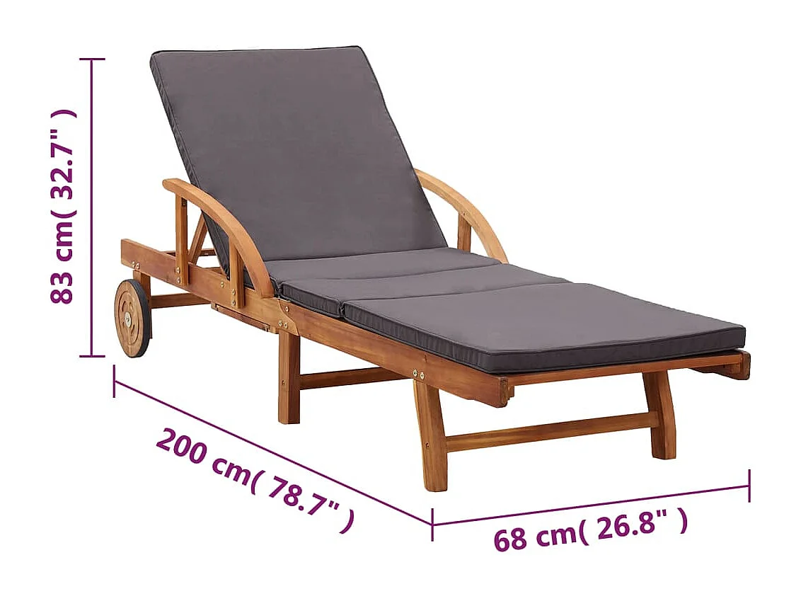 Transat chaise longue bain bois marron 200 x 68 x 30 cm 02_0012347