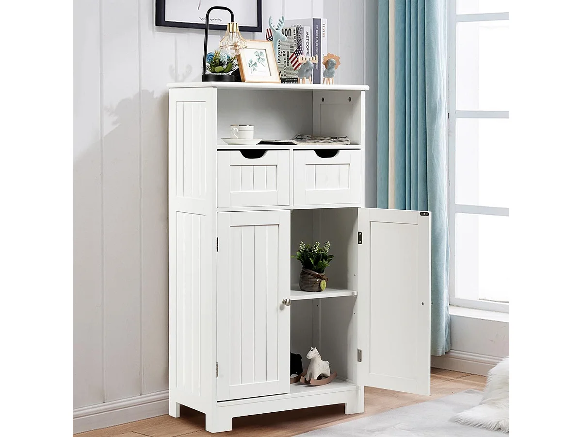 Meuble de rangement de salle de bain, Armoire Rangement de Toilette, Commode blanche de toilette/chambre  60 x 30 x 109 cm