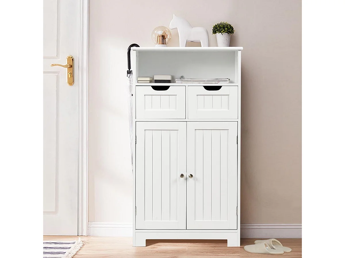 Meuble de rangement de salle de bain, Armoire Rangement de Toilette, Commode blanche de toilette/chambre  60 x 30 x 109 cm