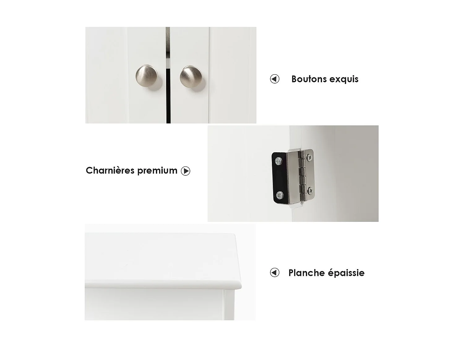 Meuble de rangement de salle de bain, Armoire Rangement de Toilette, Commode blanche de toilette/chambre  60 x 30 x 109 cm