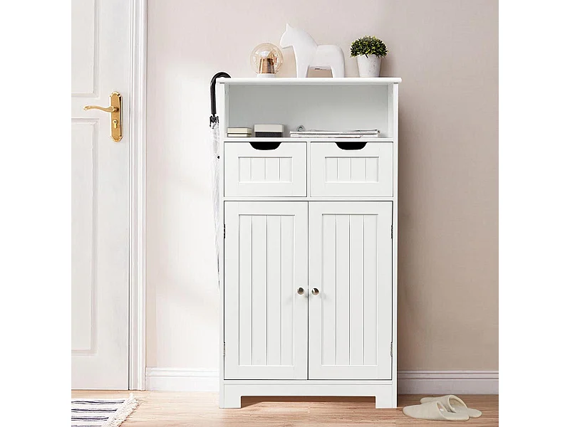 Meuble de rangement de salle de bain, Armoire Rangement de Toilette, Commode blanche de toilette/chambre  60 x 30 x 109 cm