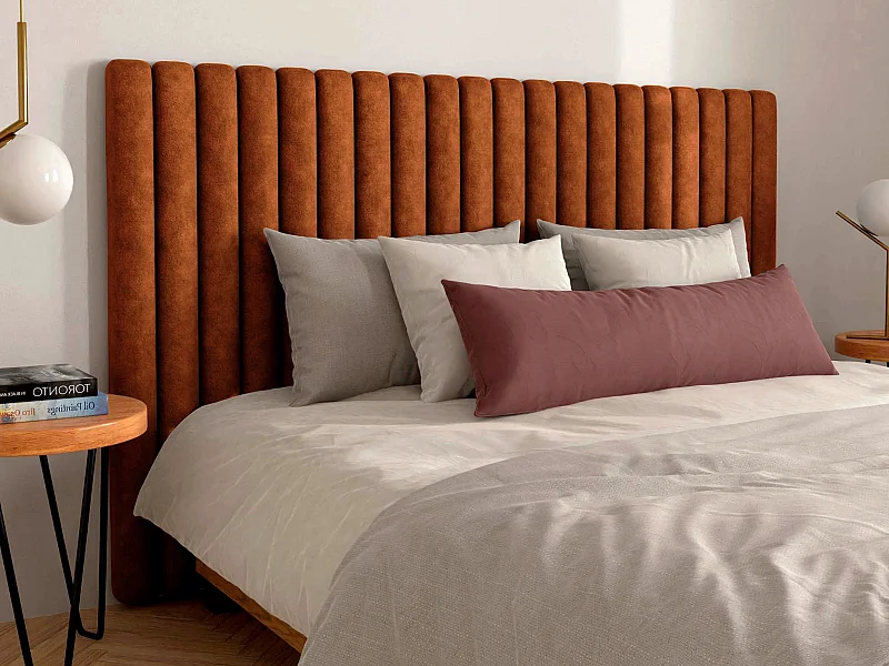 Tête de lit coutures verticales - 200 cm - Tissu - Terracotta - SARAH
