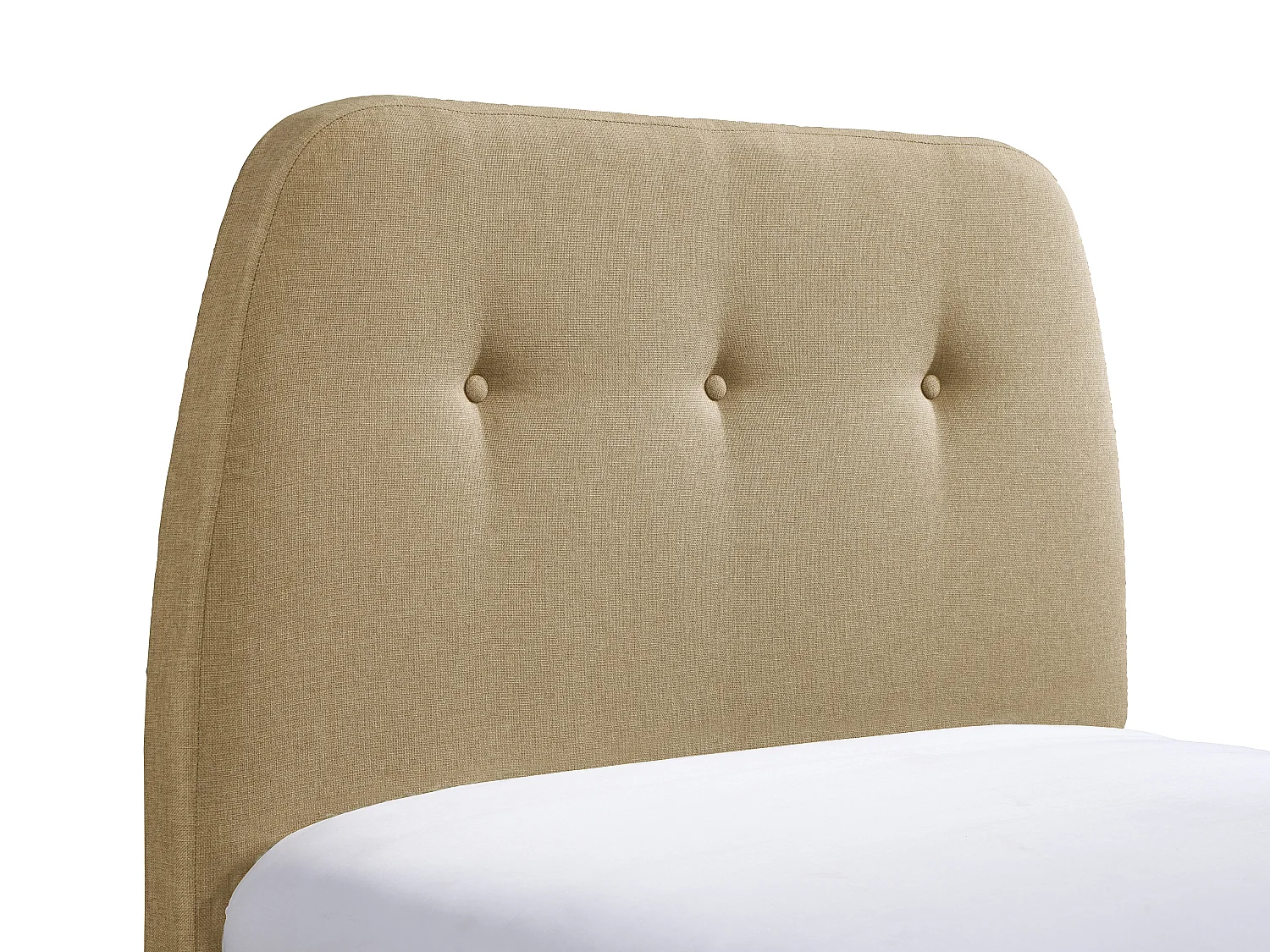 Seng 90 x 190 cm med polstret sengegavl - Stof - Beige - ROMEO