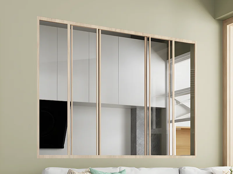 Verrière coulissante en aluminium thermolaqué naturel clair 180x130 cm - RAVENA