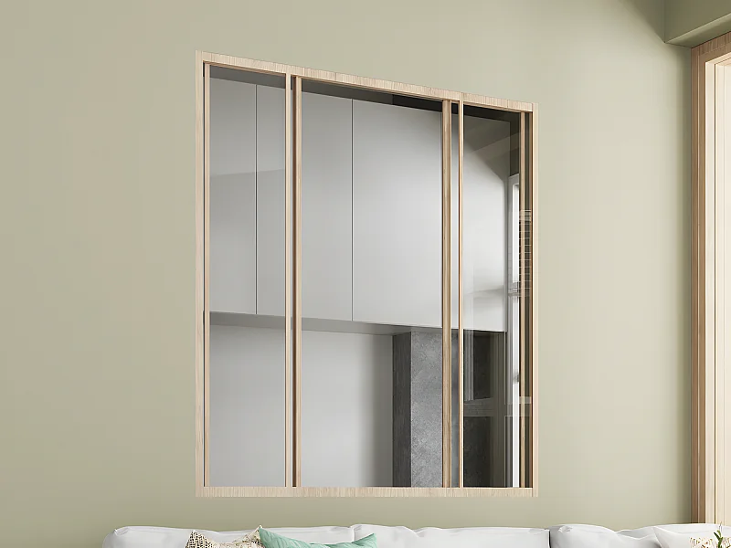 Verrière coulissante en aluminium thermolaqué naturel clair 120x130 cm - RAVENA