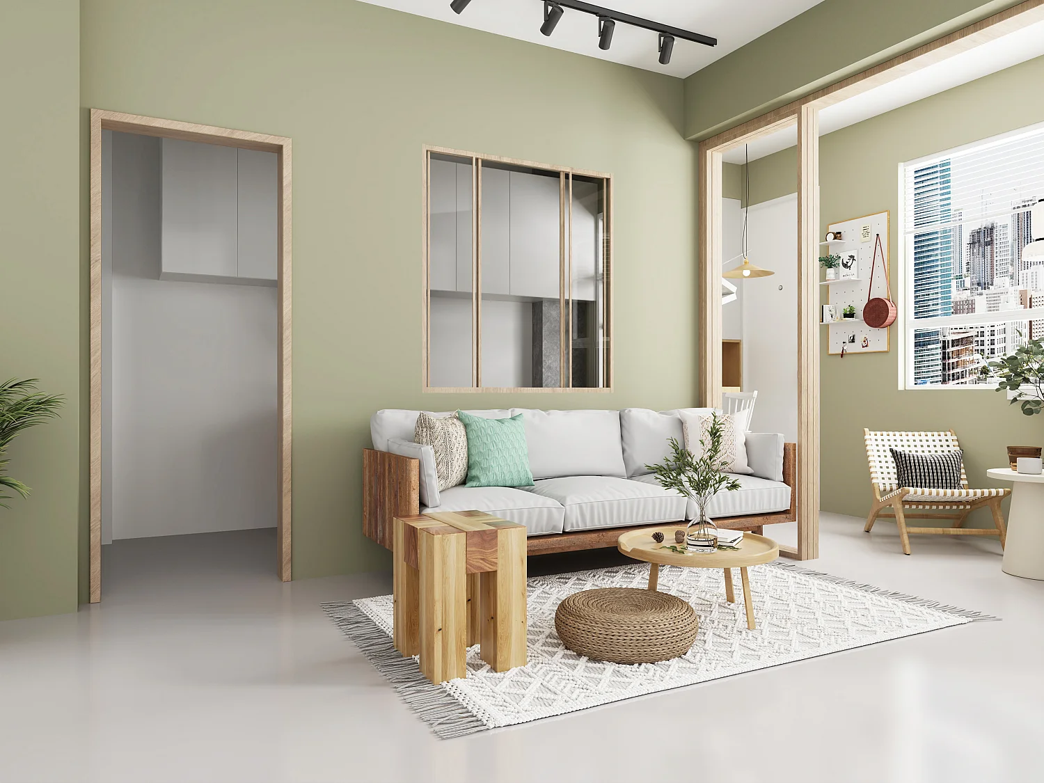 Schuifraam van gepoedercoat licht naturel aluminium 120 x 130 cm - RAVENA