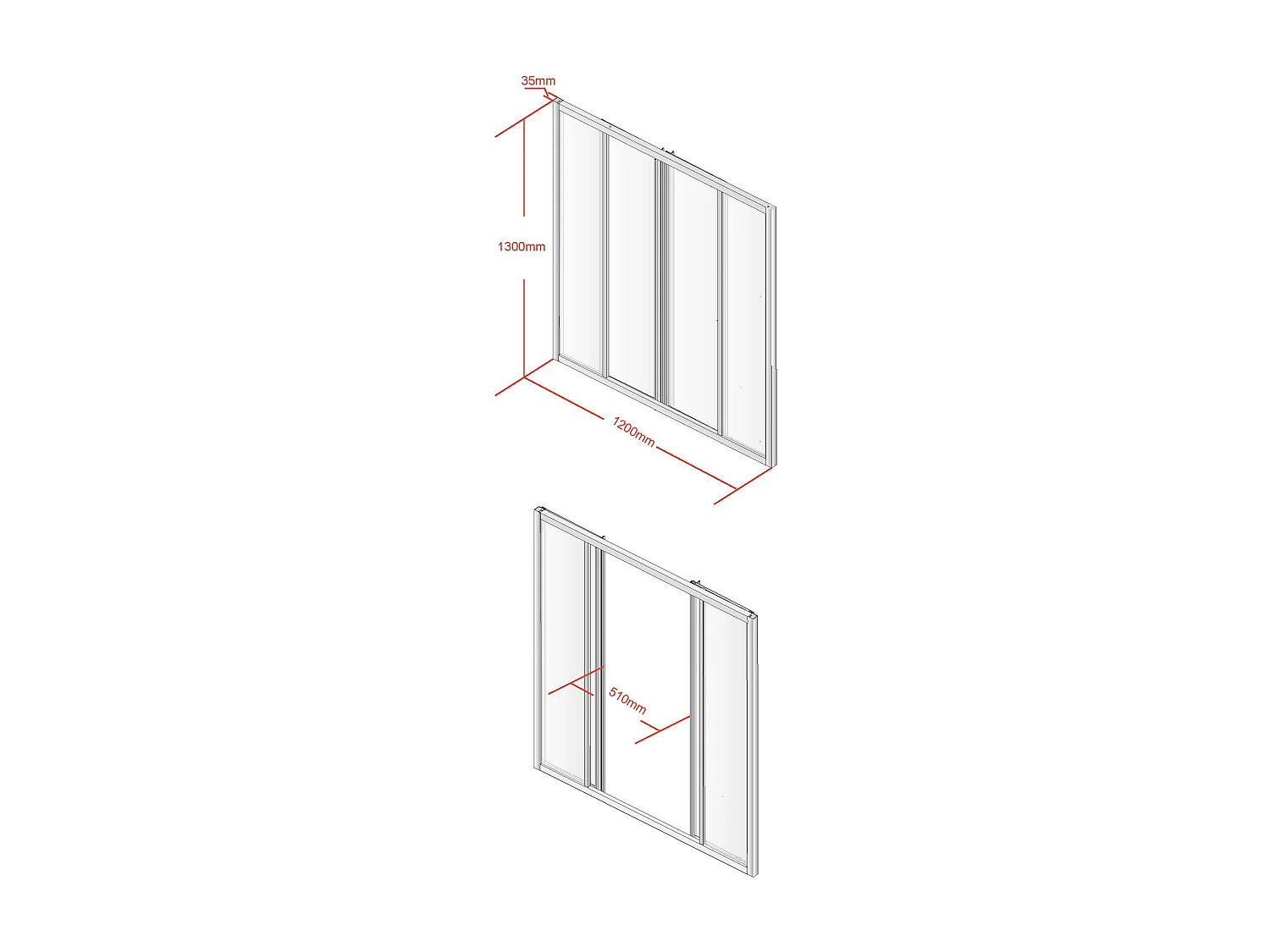 Schuifraam van gepoedercoat licht naturel aluminium 120 x 130 cm - RAVENA
