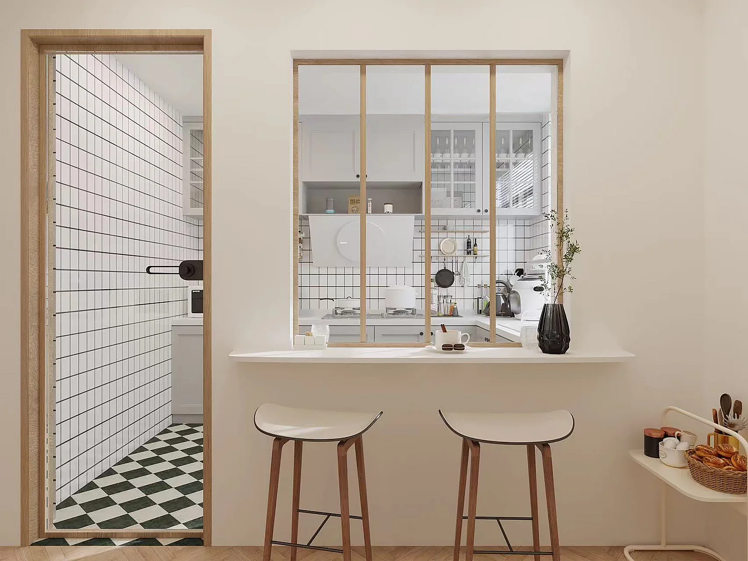 Werkplaatsraam van gepoedercoat aluminium - 120 x 130 cm - Licht naturel - BAYVIEW