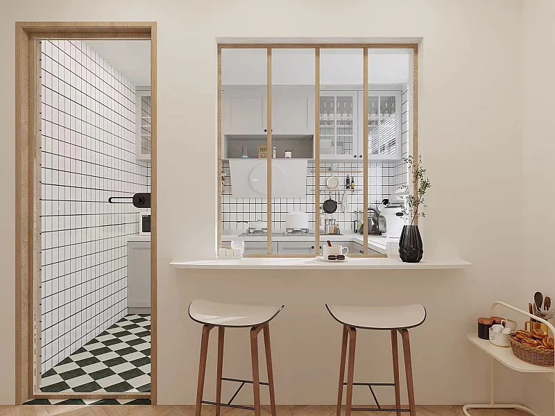 Workshop-style partitioning screen in powder-coated aluminum - 120x130 ...