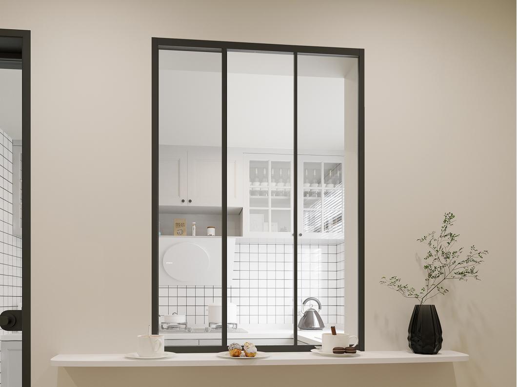 Cristalera corredera de aluminio termolacado negro 90 x 130 cm - RAVENA