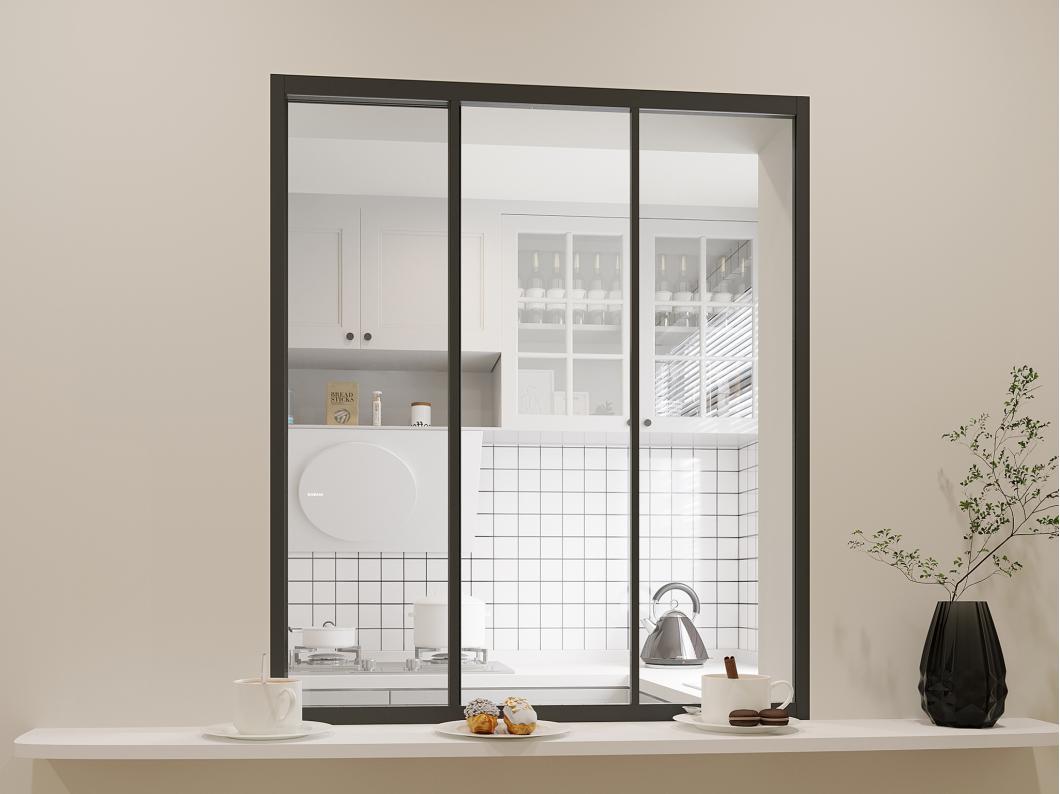 Cristalera corredera de aluminio termolacado negro 90 x 105 cm - RAVENA