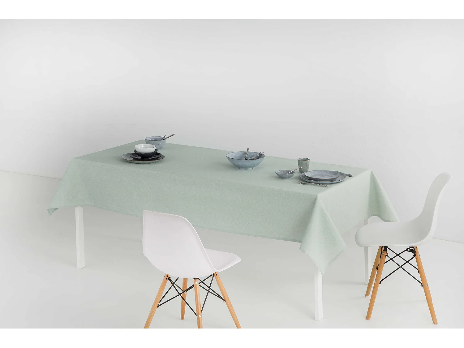 Mantel antimanchas 100% algodón Basic Jade 140x140 cm