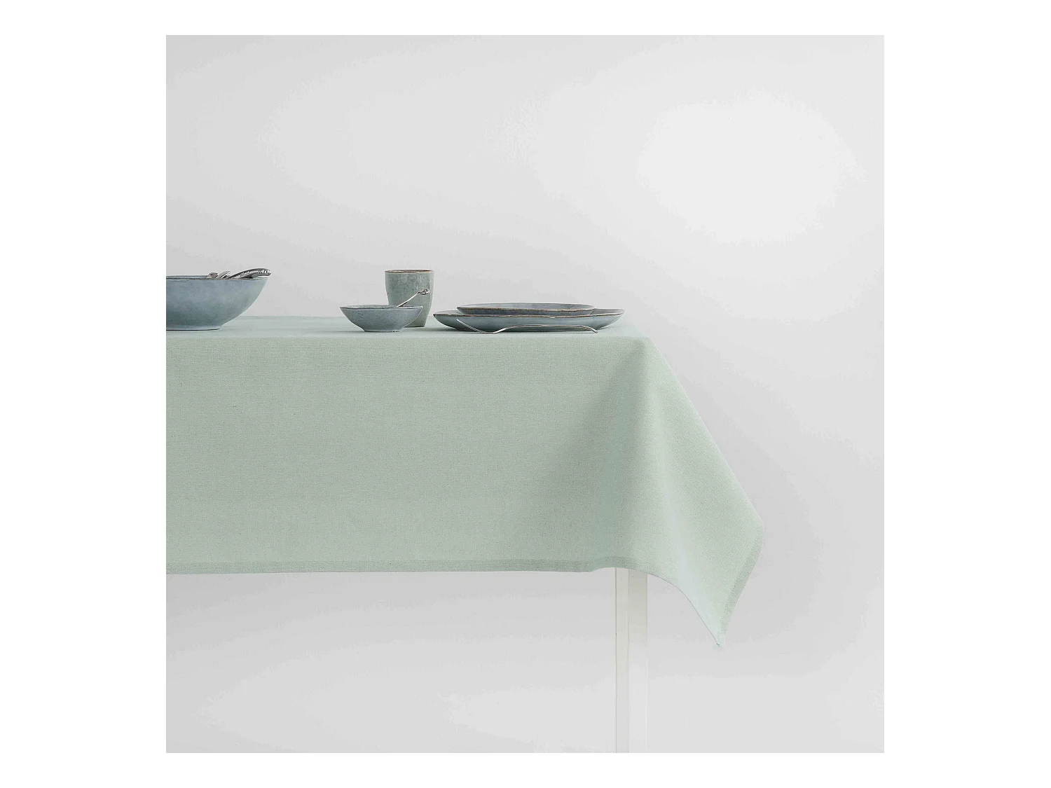 Tovaglia antimacchia in 100% cotone Basic Jade 140x140 cm