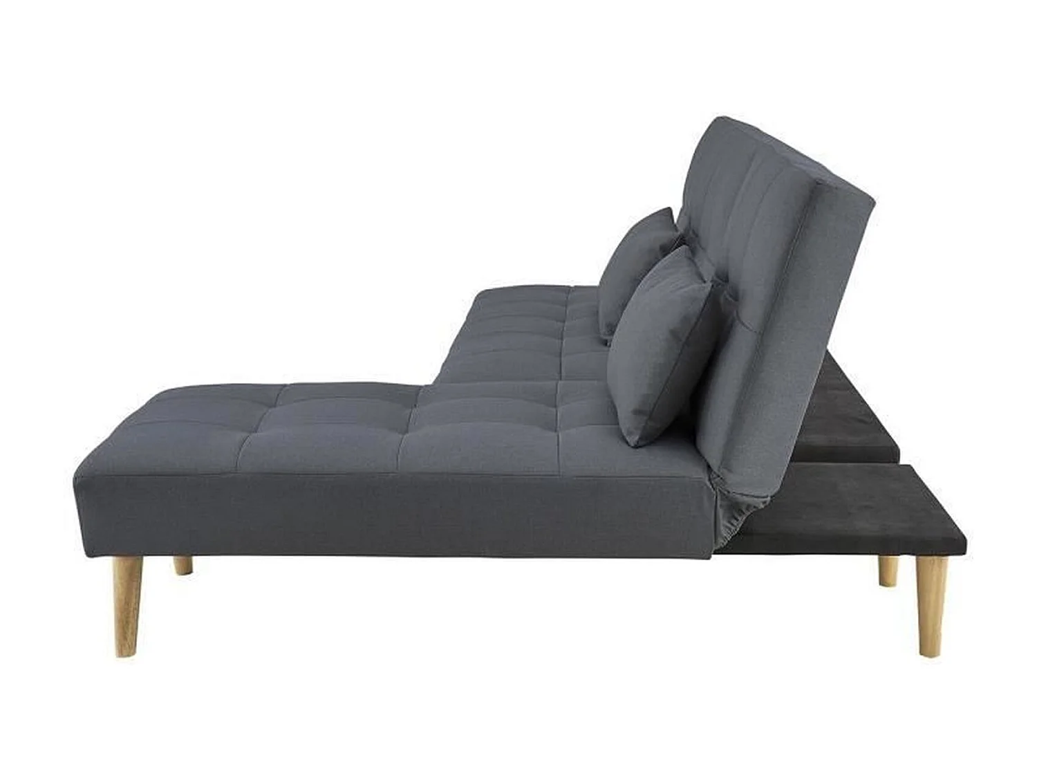 SANDRO Canapé d'angle Clic-Clac réversible scandinave 3 places - Tissu gris foncé capitonné avec coussins - L 224 x P 86