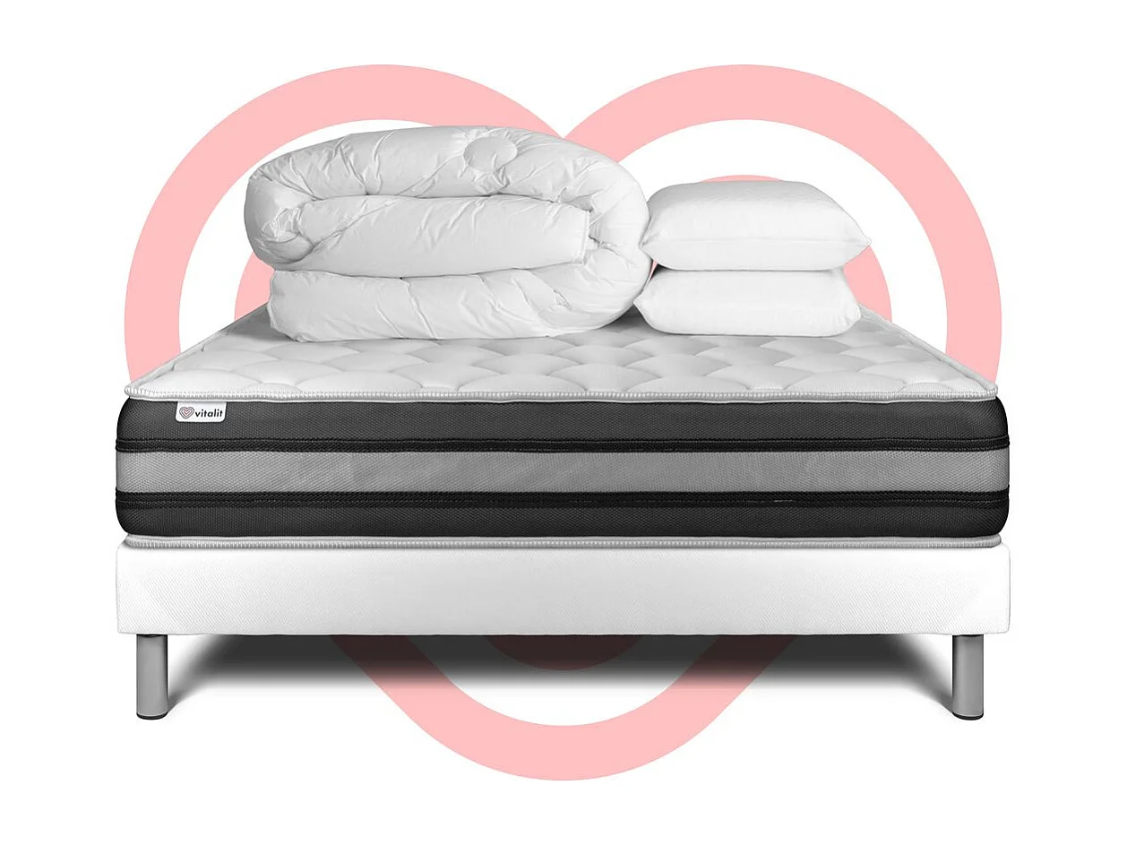 Pack prêt à dormir VITALSPRING ZEN 160 x 200 cm sommier Kit blanc