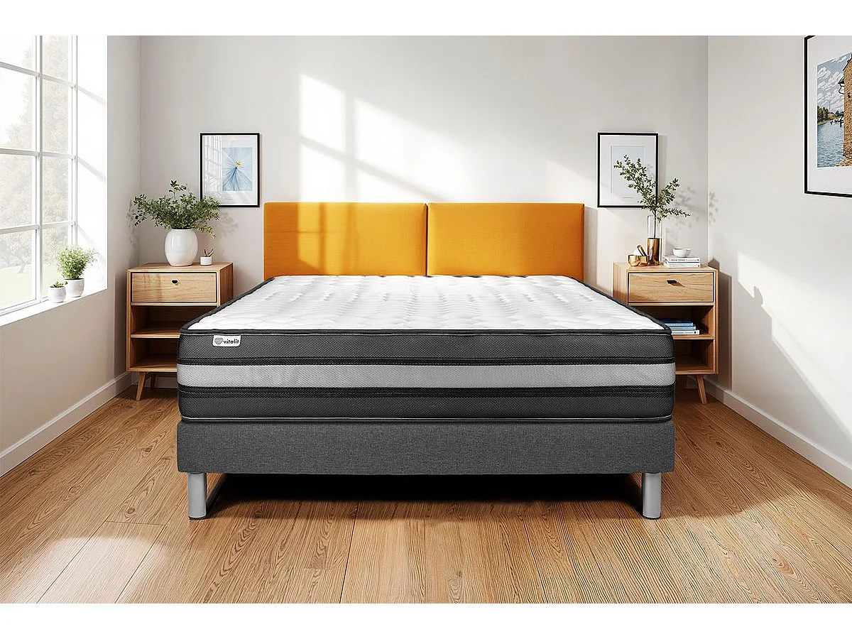 Conjunto VITAL POWER ZEN 160 x 200 cm somier Kit gris
