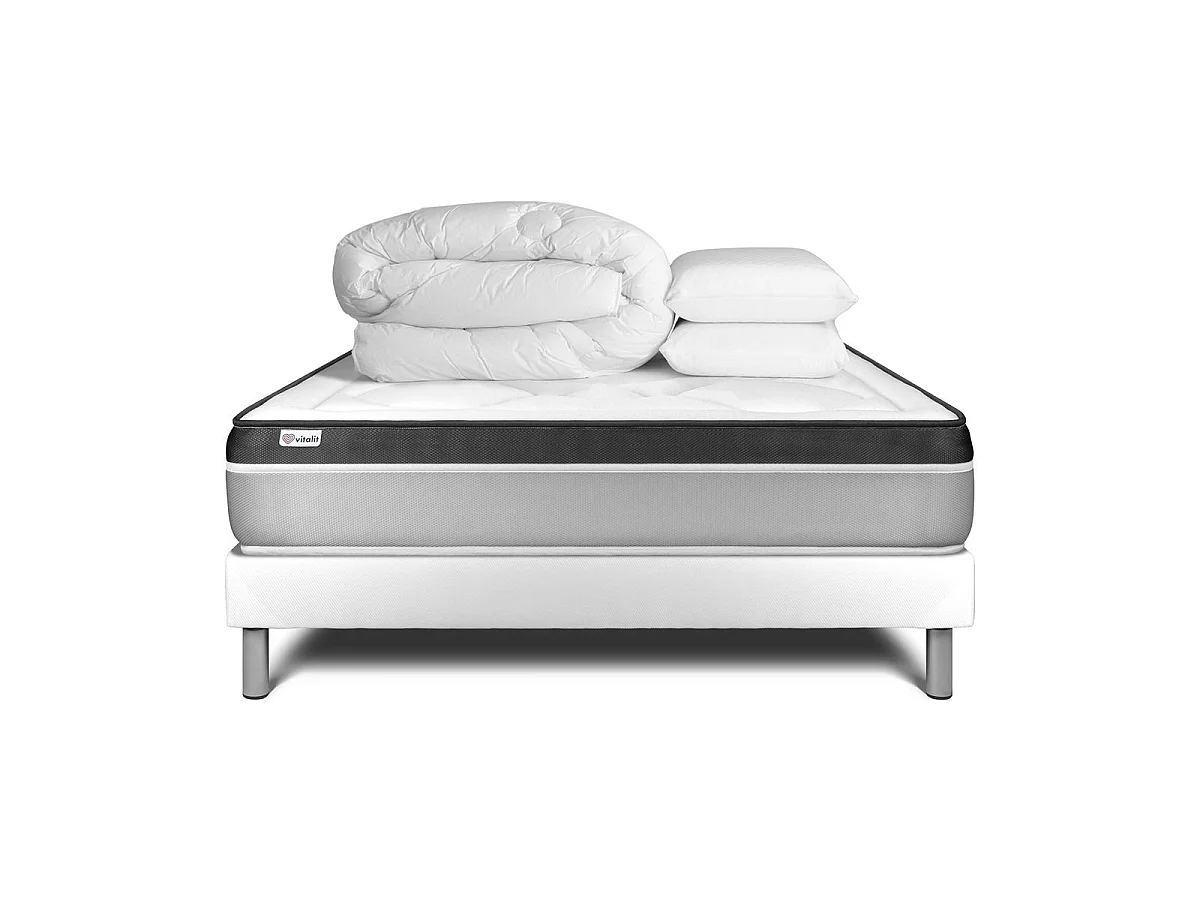 Pack prêt à dormir VITAL ERGO 180 x 200 cm sommier Kit blanc