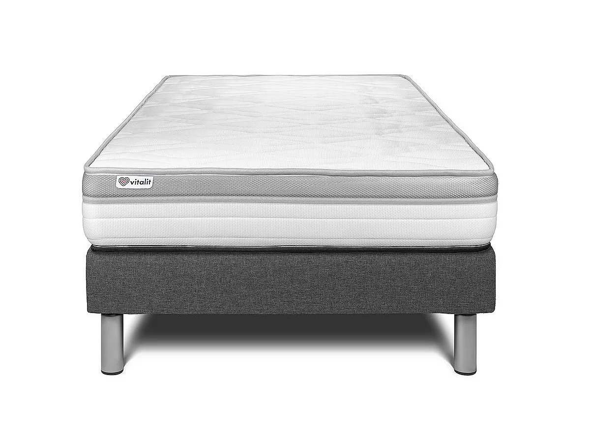 Ensemble VITAL RELAX 90 x 190 cm sommier Kit gris