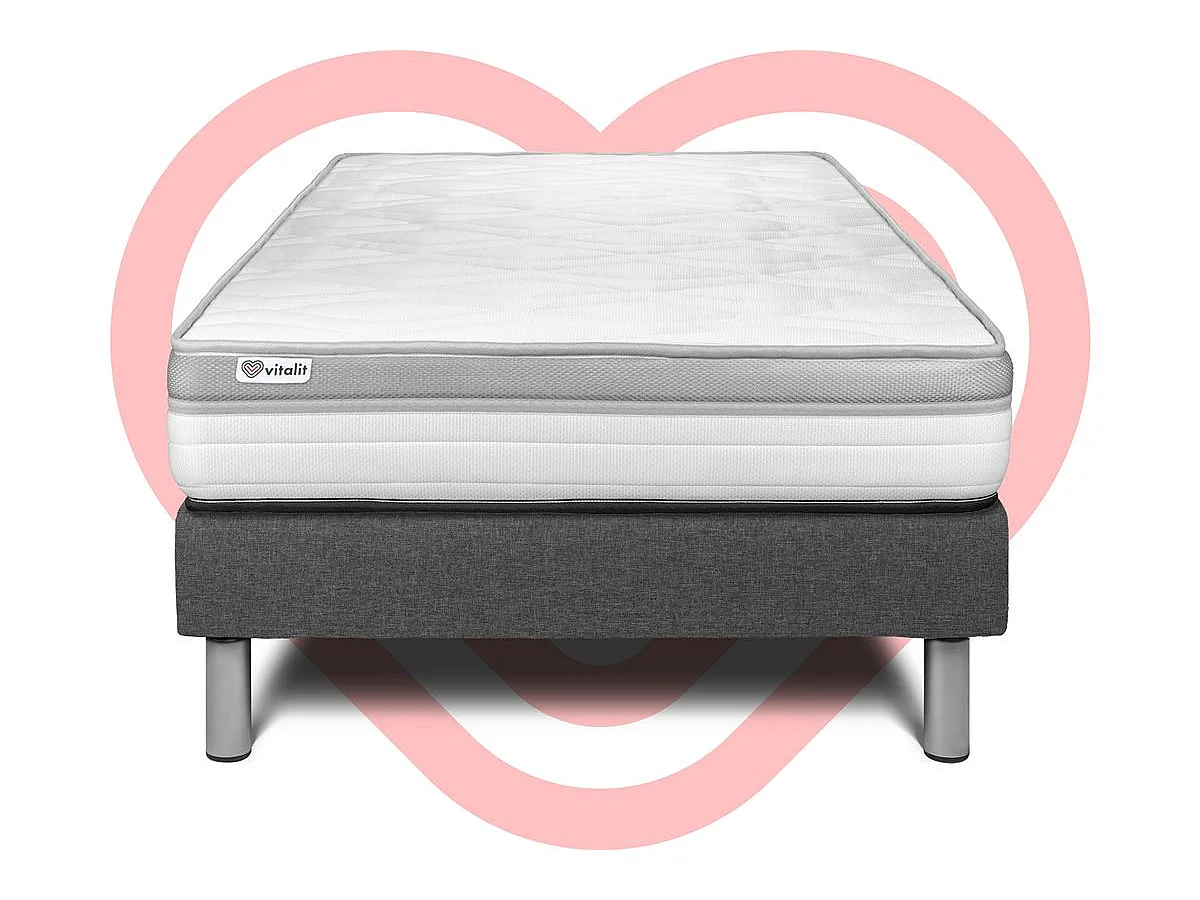 Ensemble VITAL RELAX 90 x 190 cm sommier Kit gris