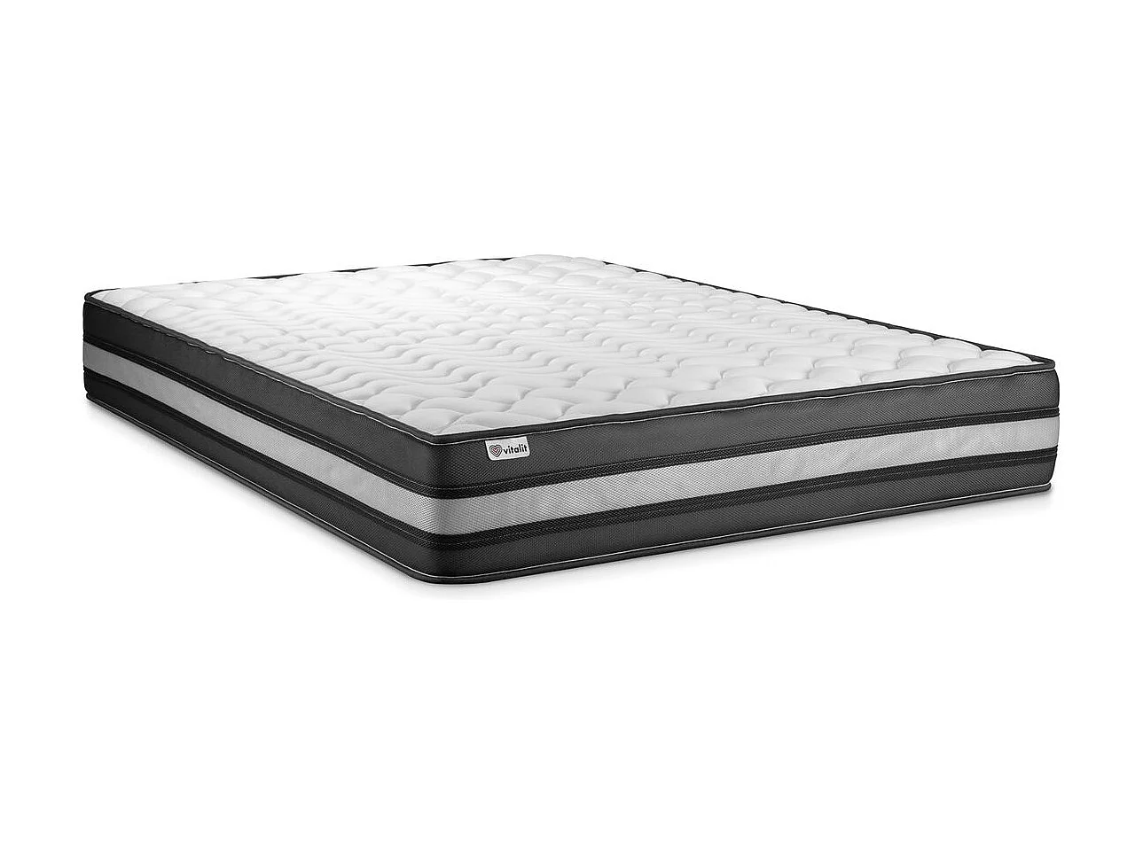 Conjunto de estrado gris + Colchão VITALIT VITALPOWER ZEN ( 200 x 200 cm - Espuma viscoelástica )