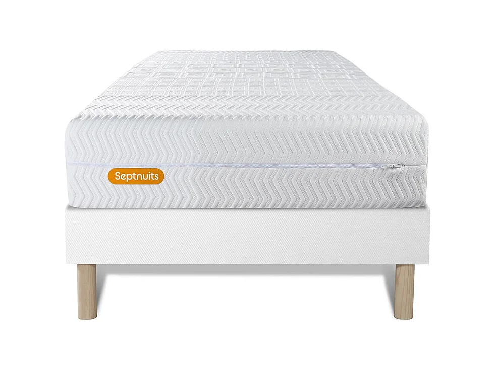 Matelas + sommier 90x200 Memo Bio Mousse à mémoire de forme 5 zones de confort Maxi épaisseur Déhoussable