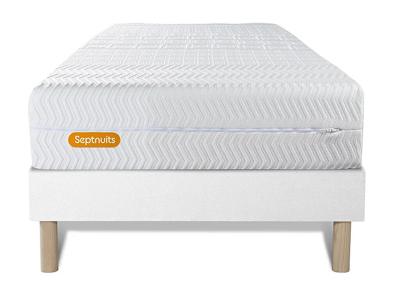 Matelas + sommier 90x200 Memo Bio Mousse à mémoire de forme 5 zones de confort Maxi épaisseur Déhoussable