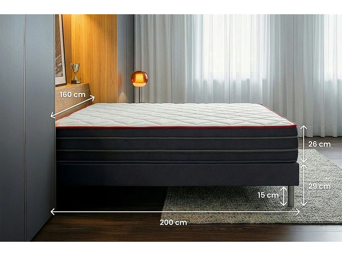 Ensemble sommier + matelas BOOST ressorts ensachés et mémoire de forme 160x200