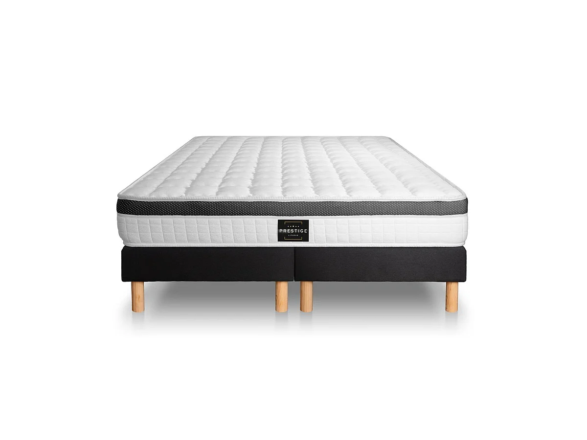 Ensemble Supérieur 180x200 Mémoire de forme 3 zones double sommier noir