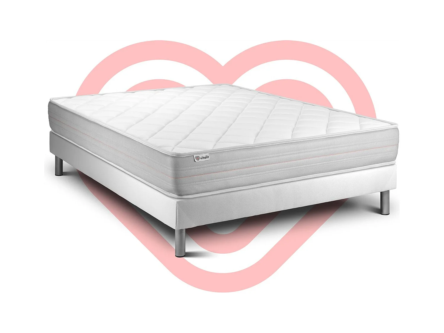 Ensemble VITALMEMO 140x190cm sommier kit blanc