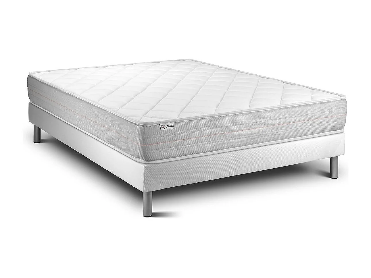Ensemble VITALMEMO 140x190cm sommier kit blanc