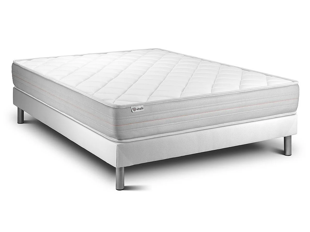 Ensemble VITALMEMO 140x190cm sommier kit blanc