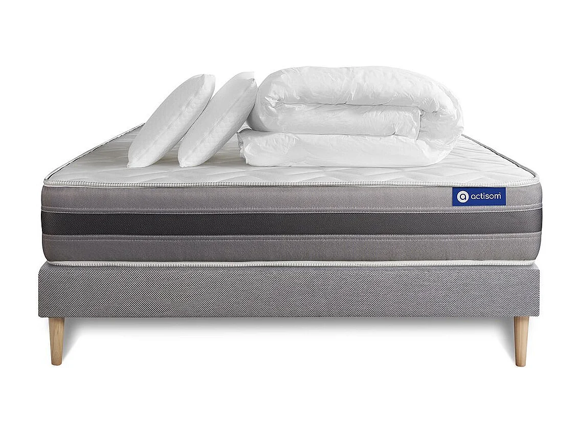 Compleet bedpakket - Matras 200x200 cm + Lattenbodem (kit) + 2 kussens + Dekbed - Actimemo Relax