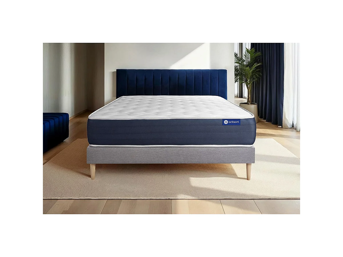 Ensemble matelas Ressorts ensachés et Mémoire de forme ACTIFLEX SLEEP 90x200 5zones de confort + sommier KIT gris