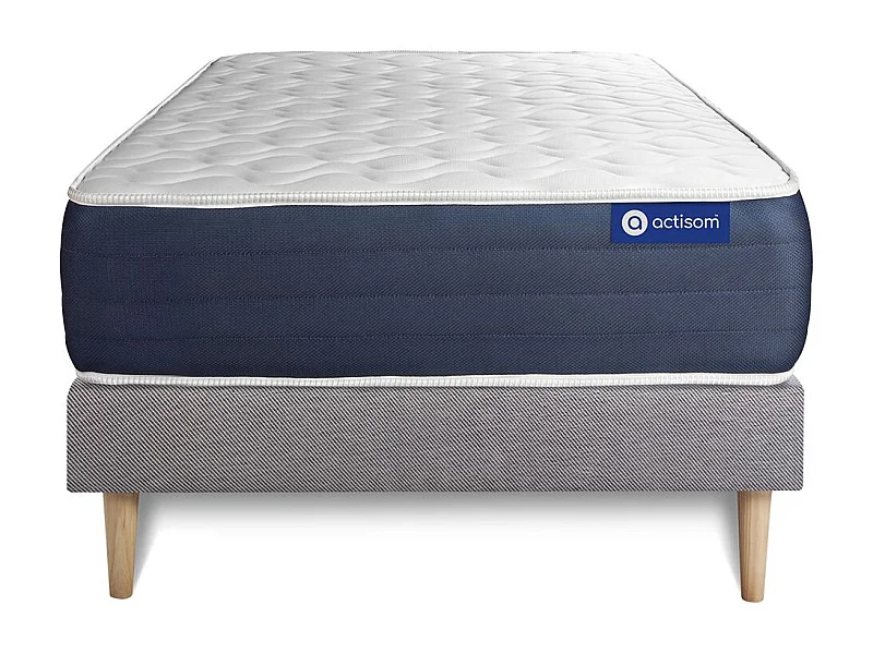 Ensemble matelas Ressorts ensachés et Mémoire de forme ACTIFLEX SLEEP 90x200 5zones de confort + sommier KIT gris