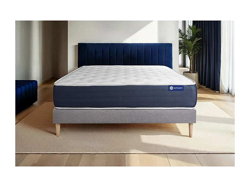 Lattenbodem en Actiflex sleep matras 90x200cm , matrasdikte : 22 cm , pocketveren en traagschuim , gebalanceerd, 5 comfortzones