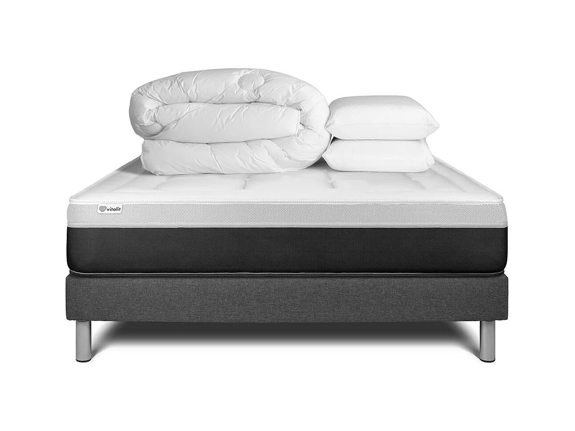 Pack prêt à dormir VITAL FORM 180 x 200 cm sommier Kit gris