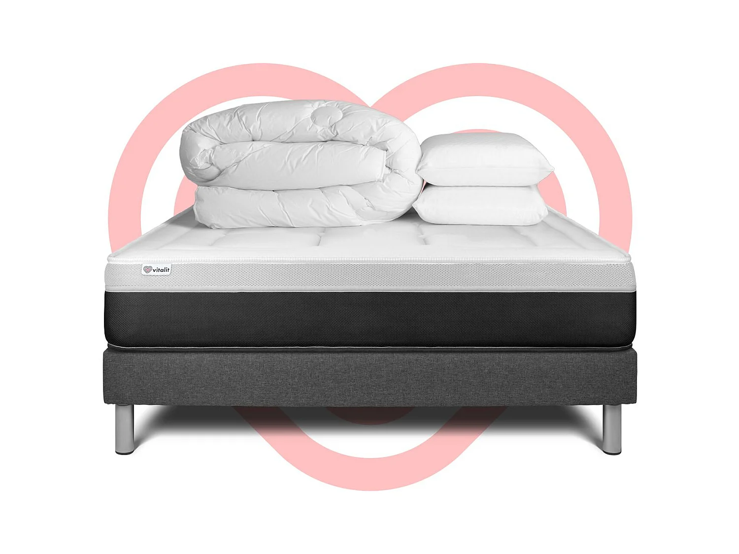 Pack prêt à dormir VITAL FORM 180 x 200 cm sommier Kit gris