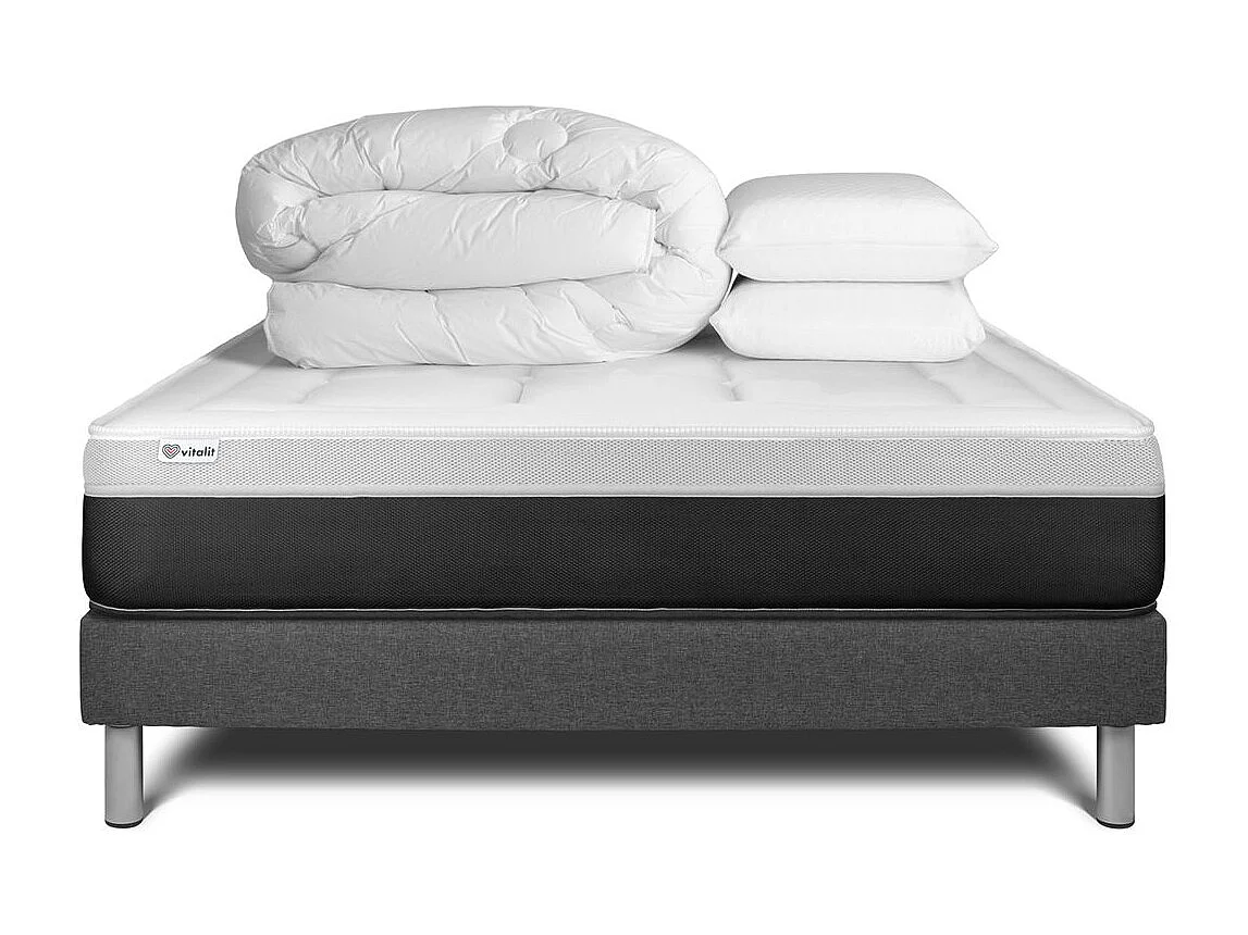 Pack prêt à dormir VITAL FORM 180 x 200 cm sommier Kit gris