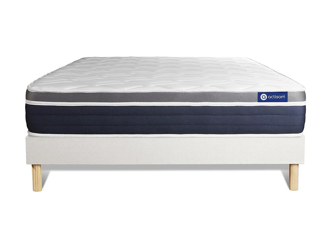 Lattenbodem en Actiflex confort matras 140x200cm , matrasdikte : 26 cm , pocketveren en traagschuim , vrij stevig, 7 comfortzones