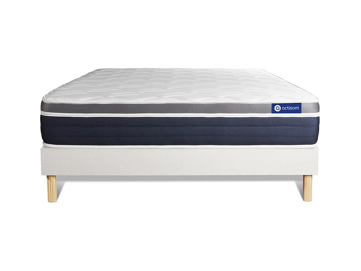 Ensemble ACTIFLEX CONFORT Matelas Ressorts ensachés+mémoire de forme 140x200cm Maxi épaisseur + sommier KIT blanc