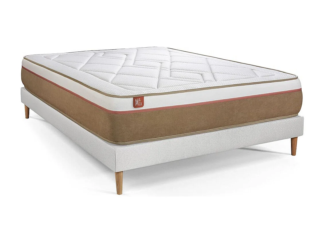 Ensemble LE SOYEUX 180x200cm Ressorts ensachés + Mémoire de forme BioVisco - Ep. 24cm + sommier kit Blanc