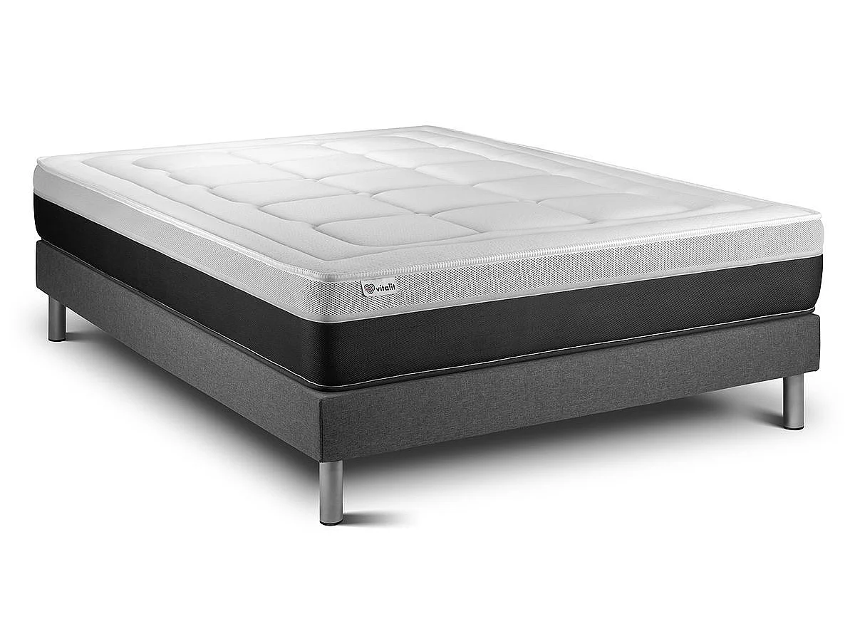 Ensemble VITAL FORM 200 x 200 cm sommier Kit gris