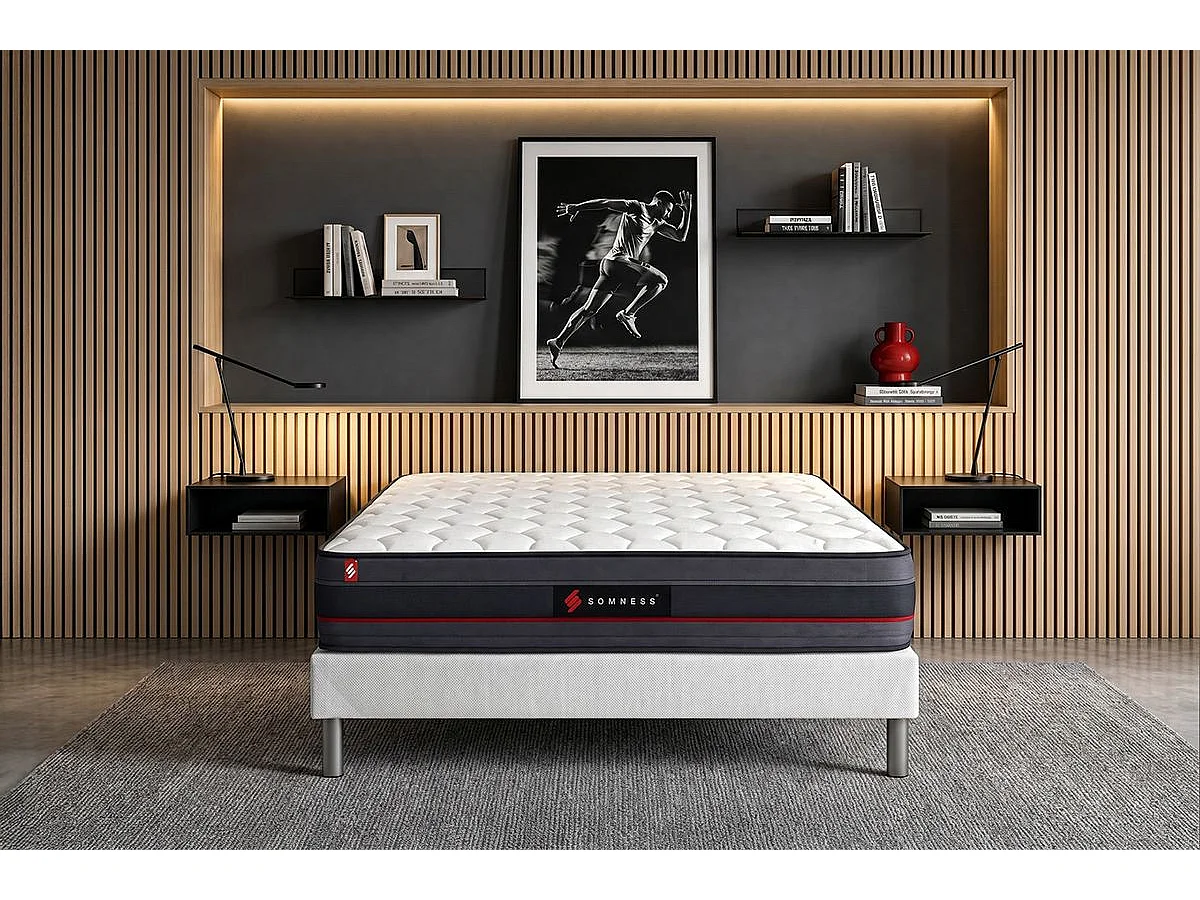 Ensemble 90x200 matelas REGEN à mémoire de forme + sommier kit blanc