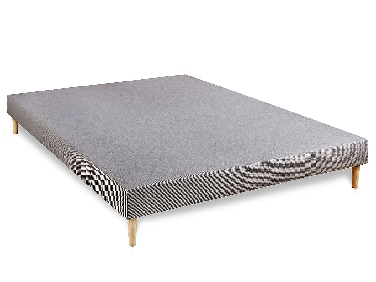 Pack matelas Memo + sommier gris 140x200 + 2 oreillers mémoire de forme