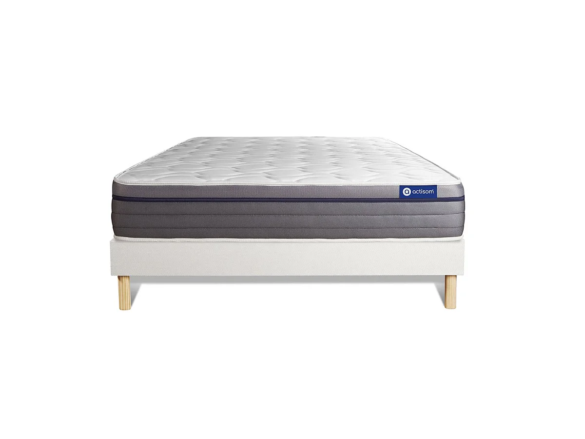 Ensemble matelas Mémoire de forme ACTIMEMO ZEN 200x200 Maxi épaisseur 7zones de confort + sommier KIT blanc
