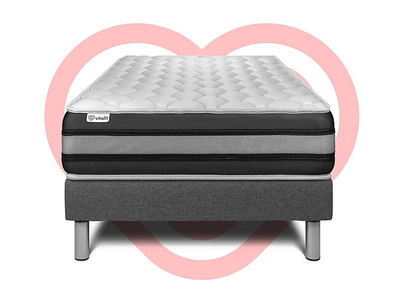 Matratzenset VITAL SPRING ZEN 90 x 200 cm Bettrahmen Kit grau