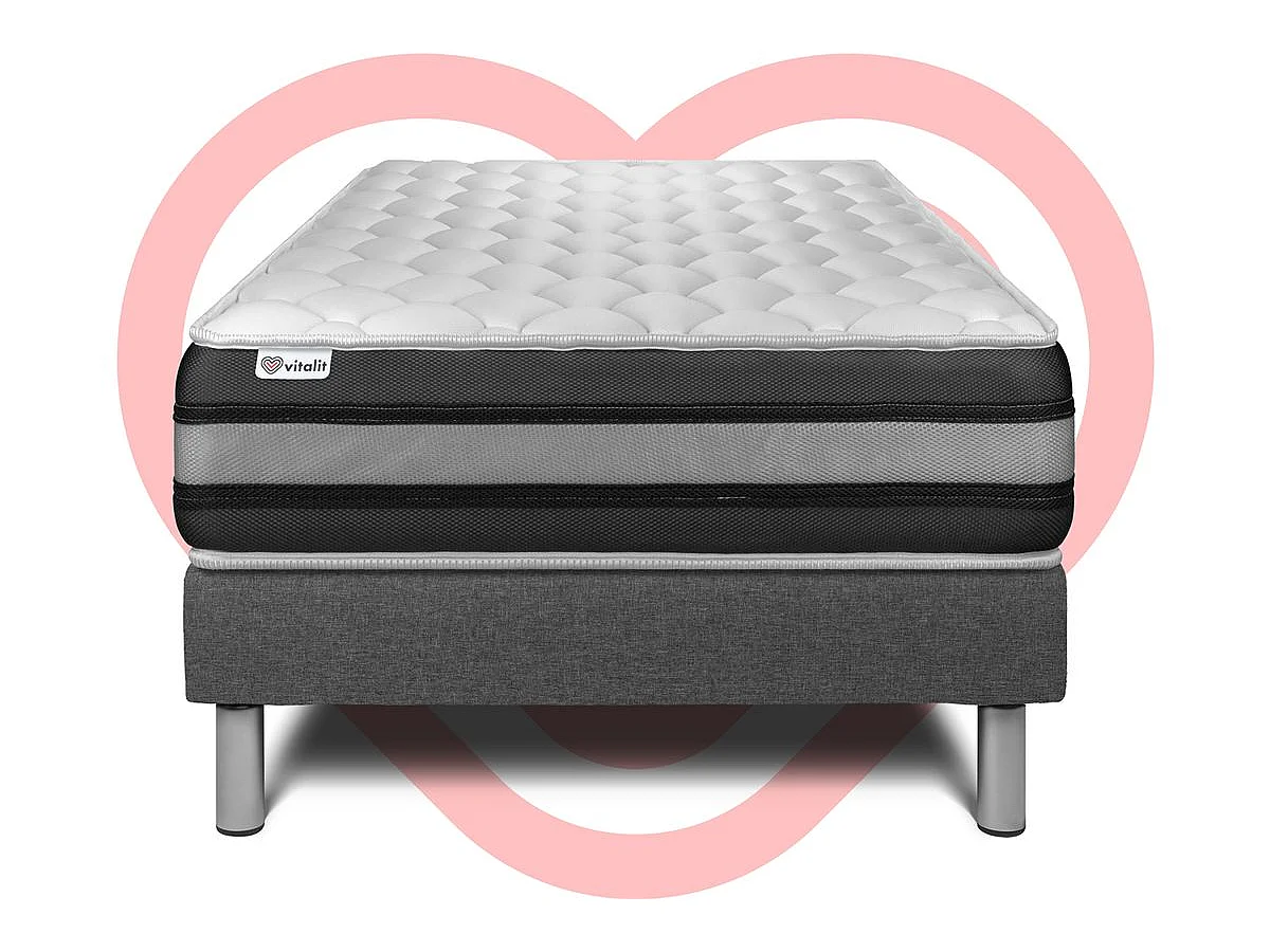 Matratzenset VITAL SPRING ZEN 90 x 200 cm Bettrahmen Kit grau