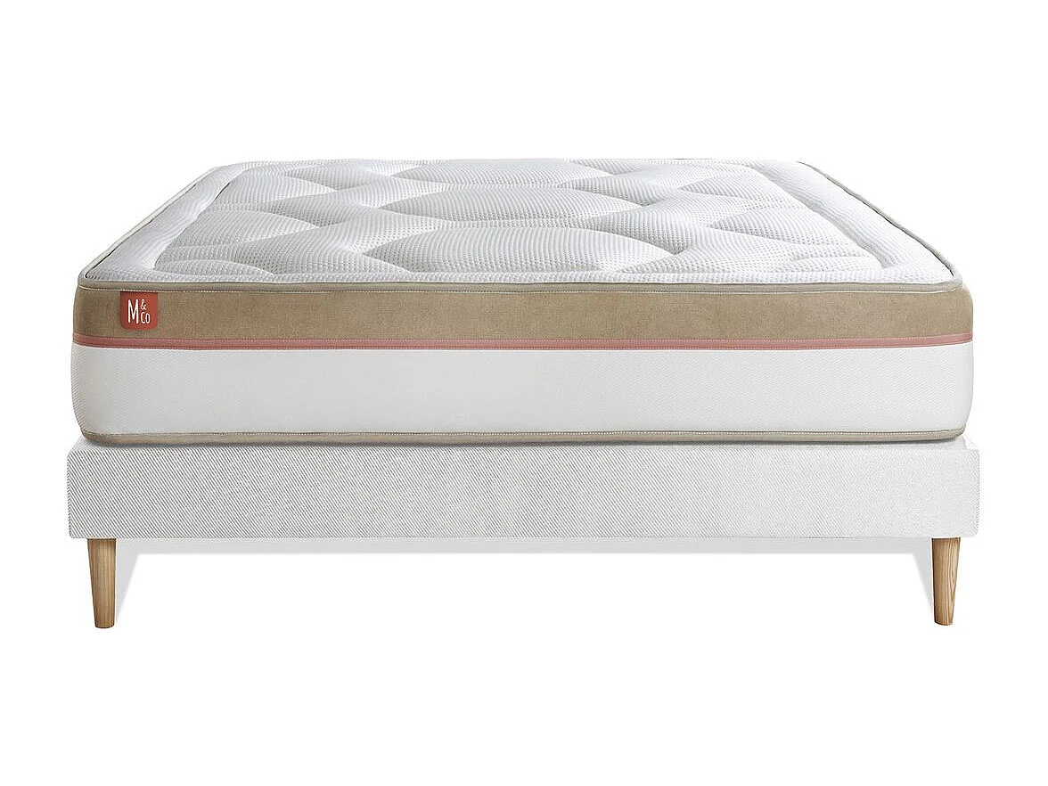 Ensemble LE COSY 140x200cm Mémoire de forme 7 zones de confort - Ep. 30cm + sommier Blanc